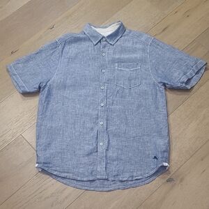 EUC Tommy Bahama Shirt Men's sz M Blue 100% Linen Short Sleeve Button Up